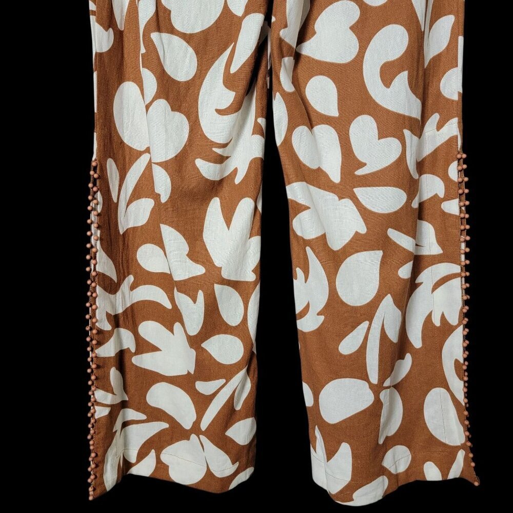 House of Harlow 1960 Womens Linen Blend Beaded Wide Leg Side Slit Pants Size 8 - Picture 6 of 10